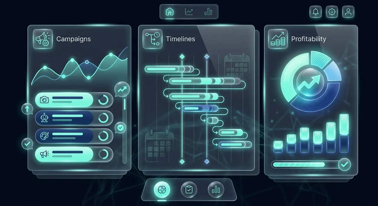 Interface d'un logiciel de gestion pour agence de communication