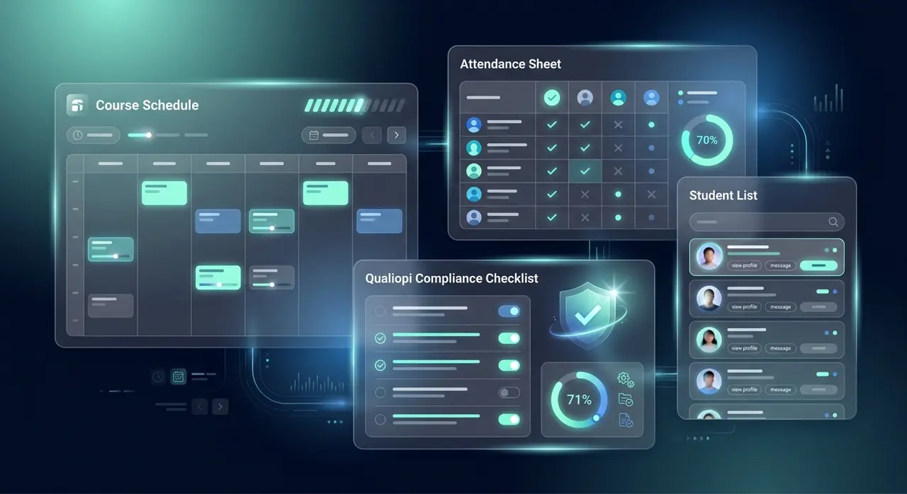 Interface d'un logiciel de gestion pour organisme de formation