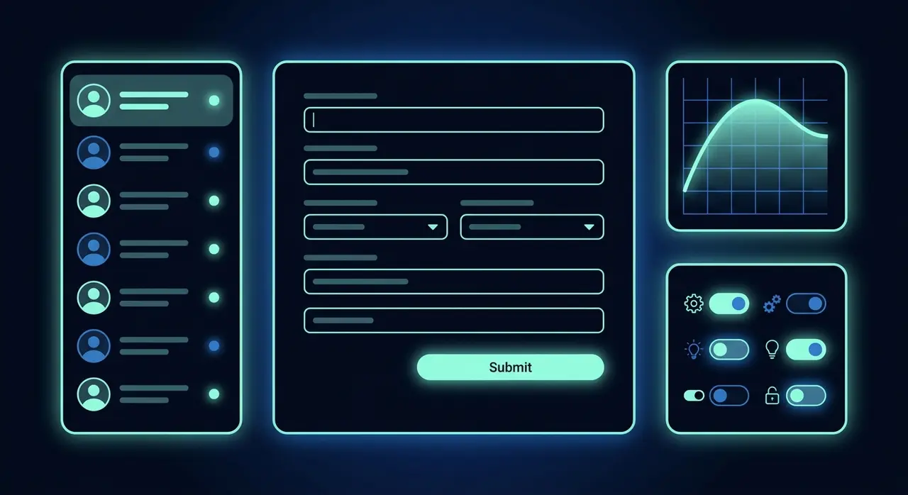 Interface d'une application web sur mesure : utilisateurs, formulaires et analytics