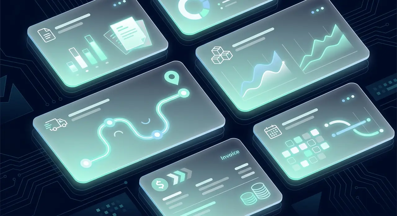 Custom business software dashboard: quotes, tracking, stock, scheduling and invoicing